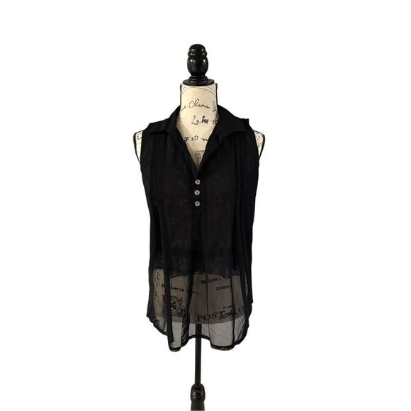 No Brand Tops - Sheer partial lined sleeveless blouse